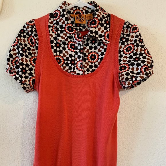 Orange Tory Burch sweater-vest with under-shirt - size S - Picture 1 of 3